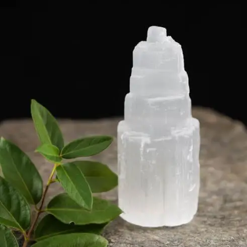 

natural raw selenite Crystal gemstone tower meditation reiki healing Mental Clarity selenite crystal remove negative energy gift
