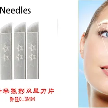 50 шт./лот руководство татуировка перо иглы 14 Вышивка Крестом Иглы для eyebrown постоянный Макияж jm611d-x79 microblading 3D Иглы для татуажа 0.25 мм