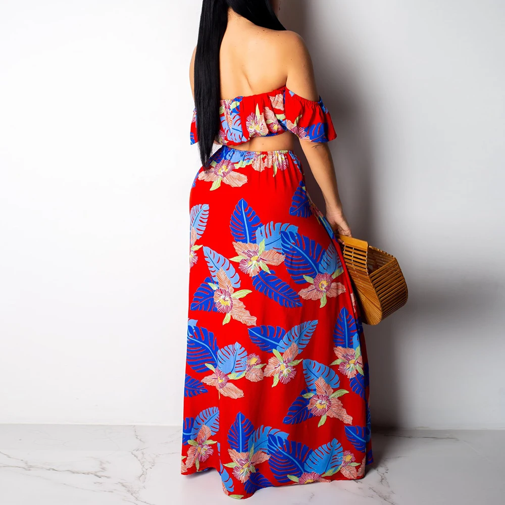 FTGSDLONG Plus Size Sexy Skirt and Crop Top Set Women