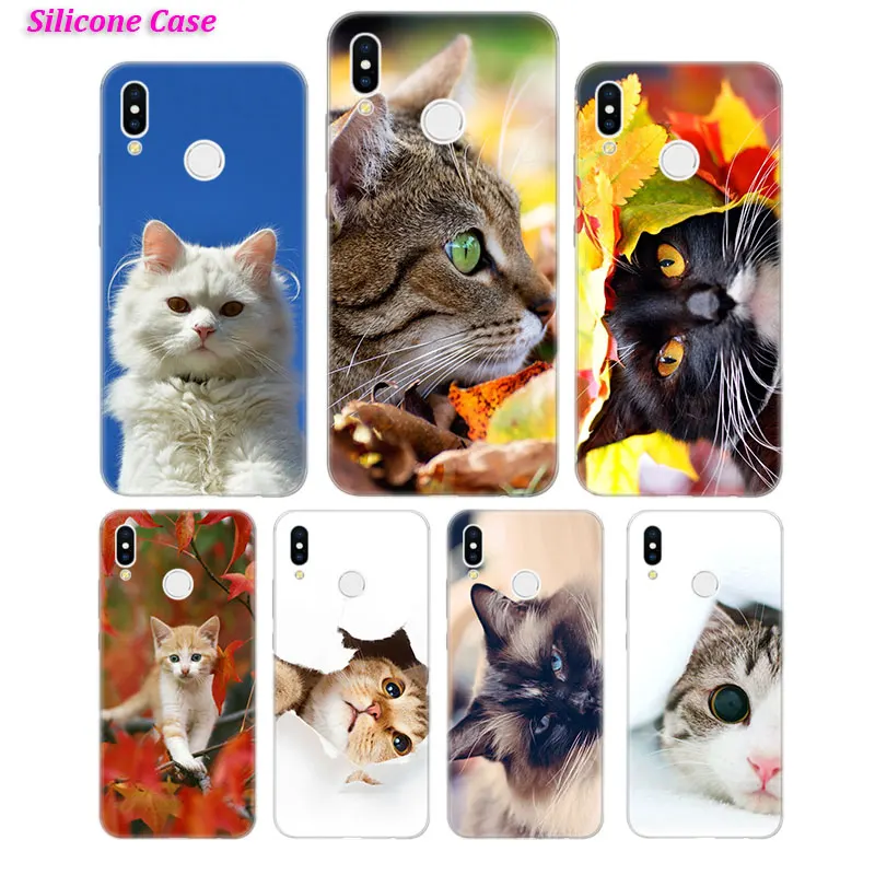 

Silicone Phone Case Cute cat hot fashion for Huawei Honor 7C 7A 8 8X 9 10 Y5 Y6 Y7 Y9 V20 Lite Pro 2019 2018 Nova 3 4