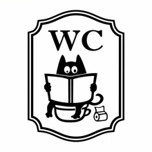 YOYOYU Decalque Da Parede Do Vinil WC Gato Engraçado Sinal de Banheiro Pequenos Objetos Interior Quarto Casa Decoração Da Porta Adesivos FD468