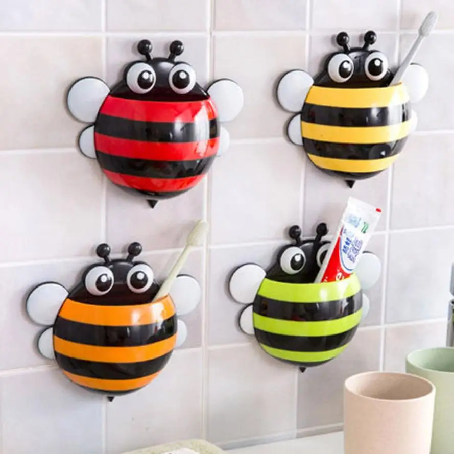 

New Qualified Dropship Creative Cute Bee Powerful Suction Toothbrush Holder Toothpaste D36SE6