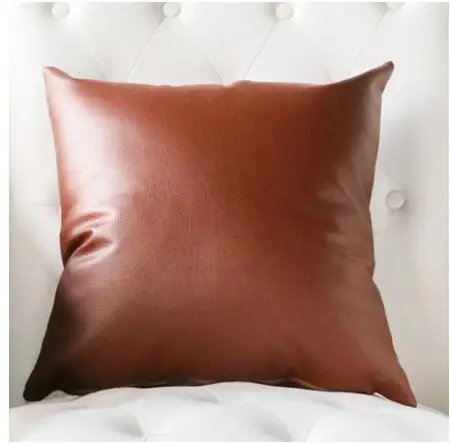 Кремовый белый/серый/коричневый/черный однотонный цветной полиуретановый чехол для подушки Lychee, чехол для подушки из искусственной кожи, чехол для подушки, украшение для дивана