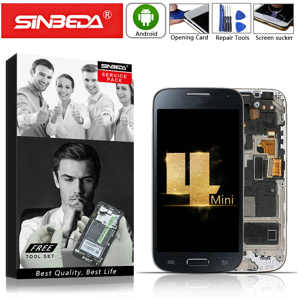 AMOLED 4," для SAMSUNG Galaxy S4 mini I9190 i9192 i9195 ЖК-дисплей дигитайзер сенсорный экран с рамкой GT I9192 дисплей