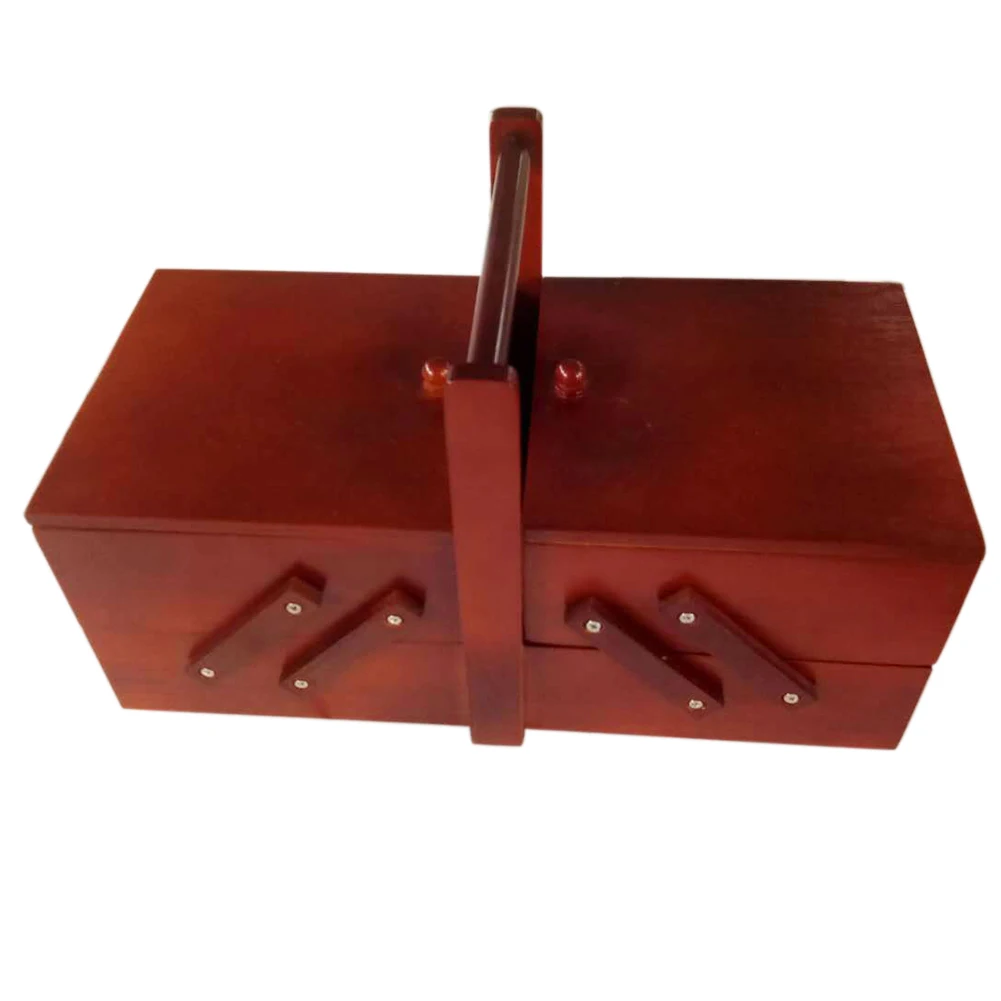  Wooden Vintage Storage Multi Layer Travel Cosmetic Case Portable Home Cantilevered Organizer With H