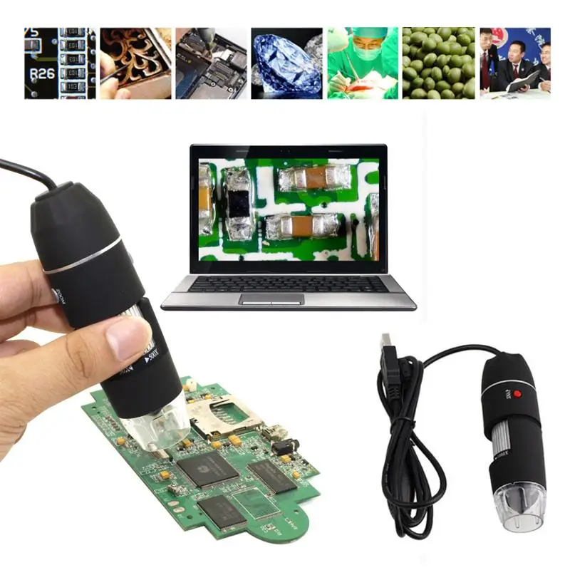 Lerbyee цифровой микроскоп 3 в 1 USB эндоскоп 50x-1000x увеличение 8 светодиодный мини-камера совместима с Mac Window Android