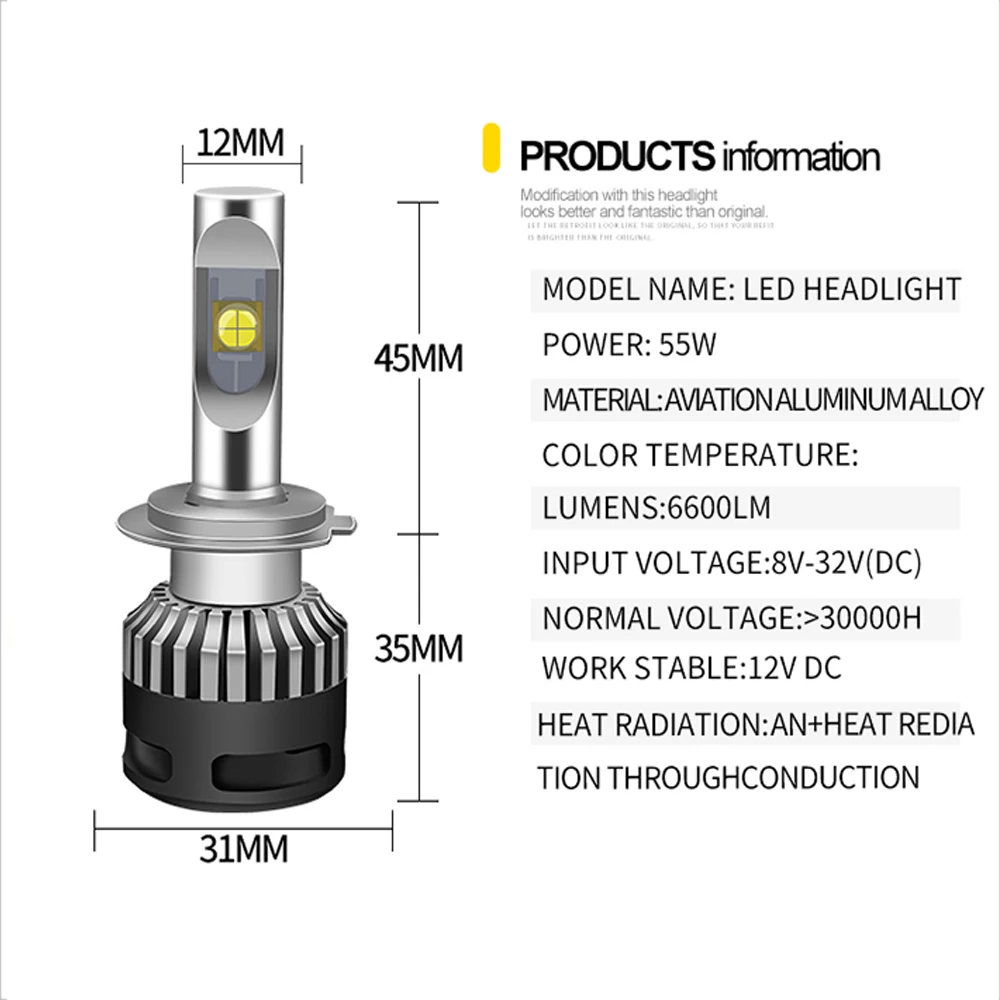 YOTONLIGHT 2 шт XHP70 H4 H7 H11 автомобиля светодиодные фары 110 W 13200LM 9005 9006 9012 H8 H9 HB3 HB4 Hir2 Светодиодная лампа 6000 K 12 V авто