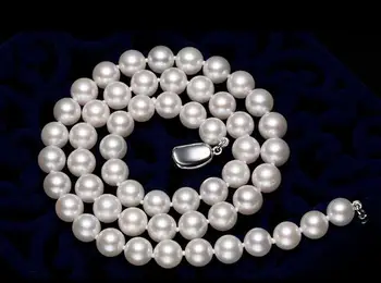 

classic 11-1mm round white pearl necklace 18inch 36"