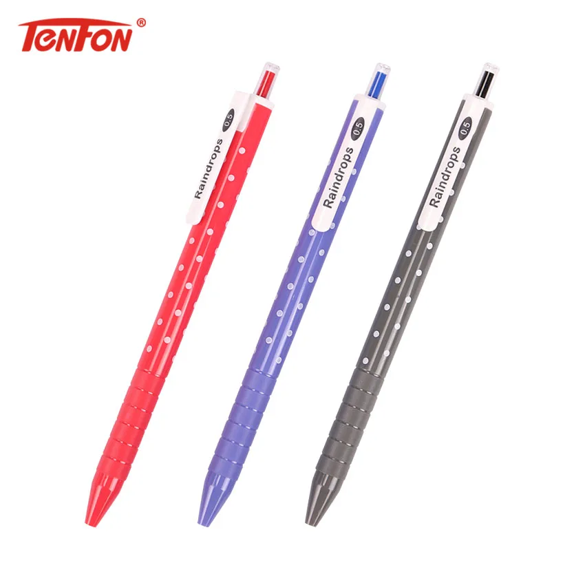 

TENFON 1PC Creative Dot 0.5mm Blue Ink Ballpoint Pens Multicolor Plastic Pressing Pen Stationery 3 Colors B-590E