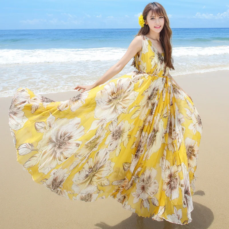 Шифоновое платье макси без рукавов с V образным вырезом|maxi dress|long maxi dresslong |