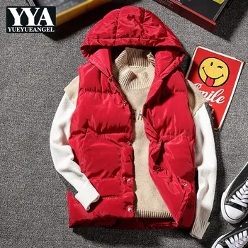 

New Casual Fashion Sleeveless Hoodie Winter Jackets Mens Vest Bodywarmer Parka Waist Coat Thick Warm Korean Overcoat Erkek Yelek