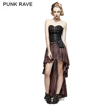 

PUNK RAVE Steampunk Women Victorian Evening Party Dresses Gothic Sexy Asymmetric Corset Dress Cosplay Stage Costume Dress