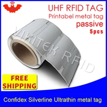 UHF RFID Ультратонкий Металл бирка линии серебрения confidex 915 МГц 868 МГц Impinj M4QT EPC 5 шт. печати Пассивная RFID этикетка