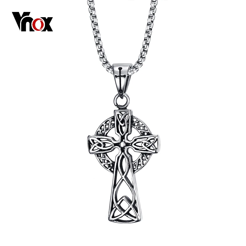 

Vnox Celtic Cross Pendant Men Necklace High Quality Stainelss Steel Cool Punk Jewelry 24" Chain