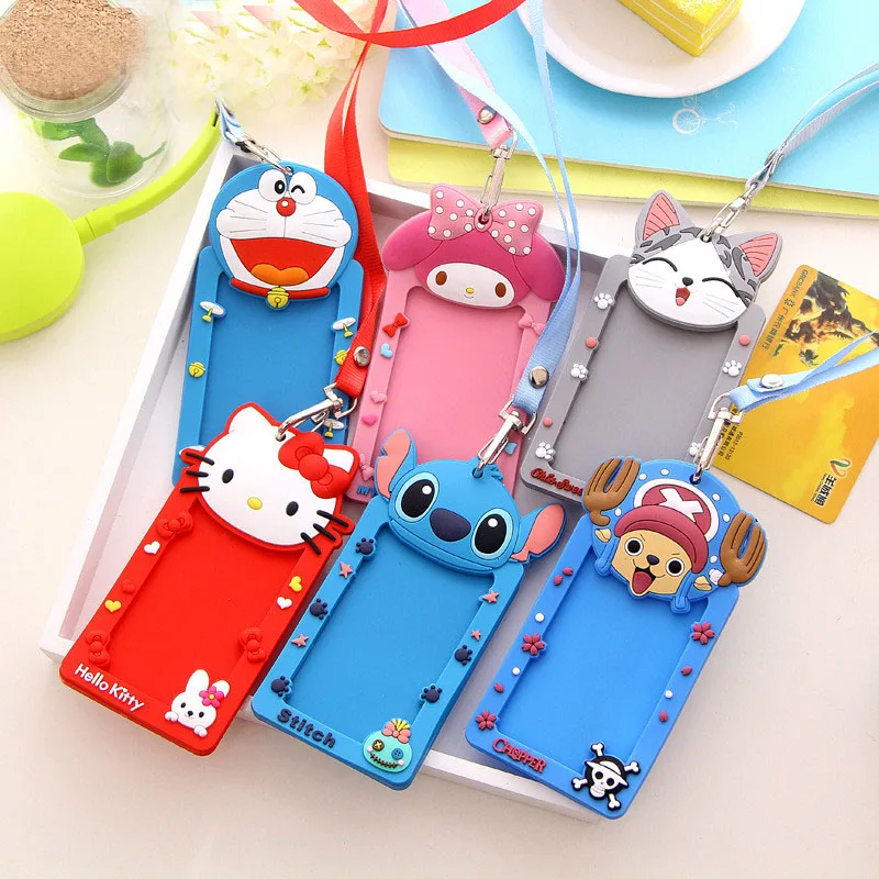 

eTya Cute Cartoon Silicone Bus Card Holder Women Bank Credit Card Holder Badge Card Case Student ID Name Card Holder Cover