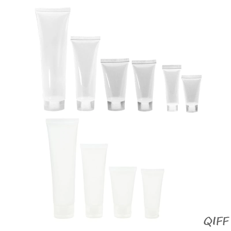 

5/10/20/30/50/100ml Travel Portable Empty Tube Clear Squeezed Cosmetic Container Cream Lotion Plastic Bottle With Flip/Screw Ca