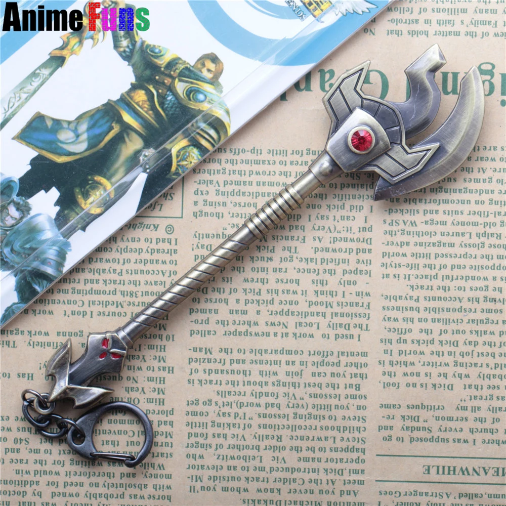 

17cm Game League Of Legends the Curator of the Sands Nasus Weapon Keyring LOL Sword Model Pendant Keychain Charm Gift drop ship