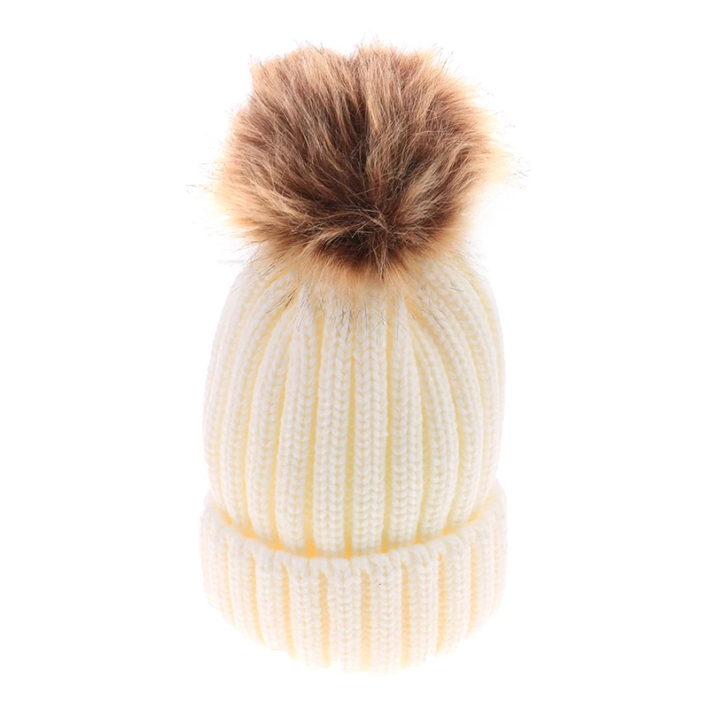 Knitted Kids Hats Warm Winter With Cap Beanies 3 Colors Kids Girl Cotton Caps Boys Beanie Hat Child Outdoor Ski Hats Hot