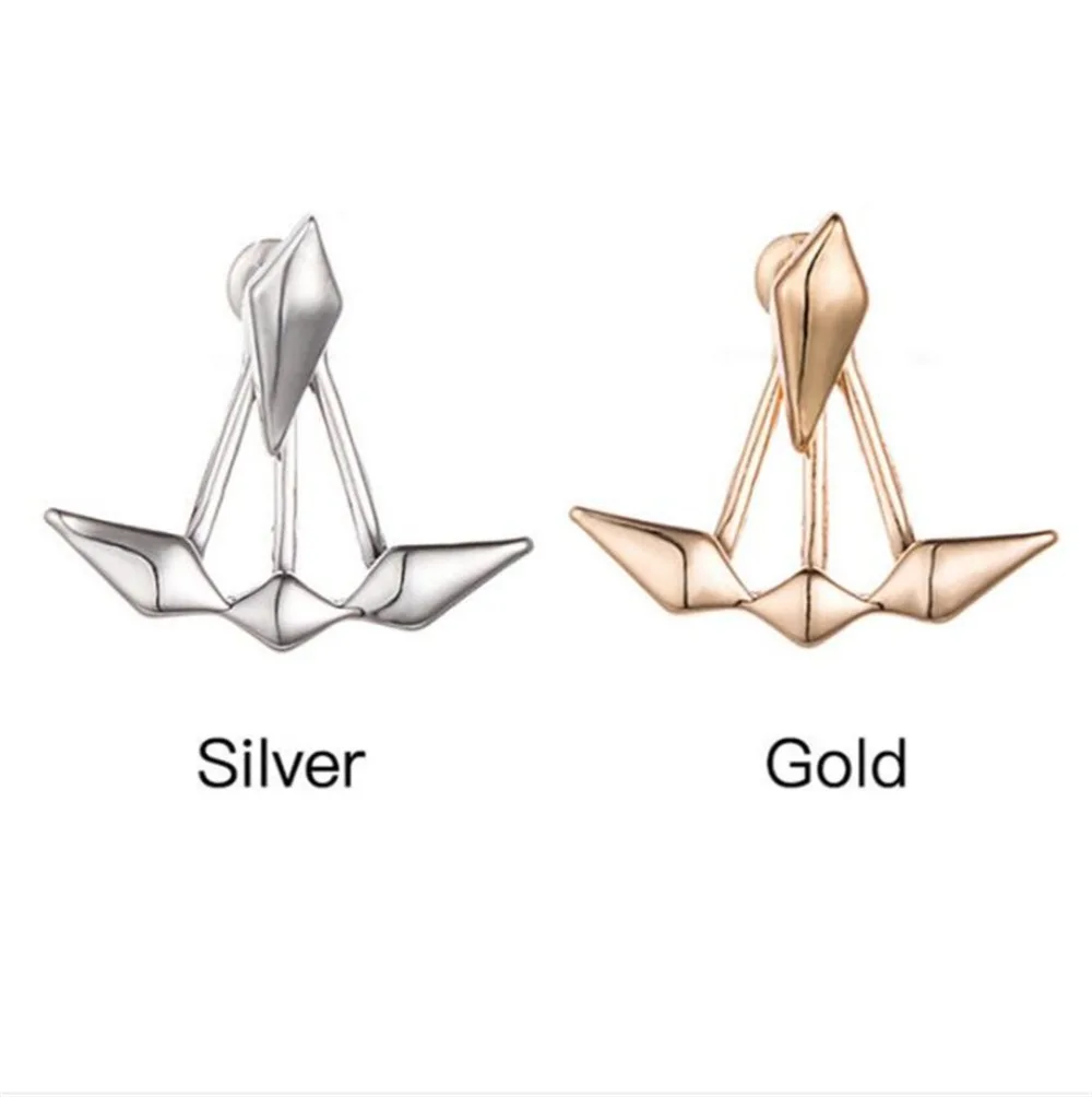 Модные ювелирные изделия Двухстороннее золото; серебро; сережки подарок для вечерние серьги-гвоздики для женщин