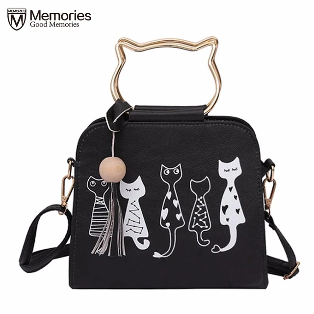 Us 19 9 Women S Bag Leather Handbags Fashion Rivets Bolsa Feminina Cute Cat Rabbit Pattern Soft Clutch Solid Top Handle Bags Tote In Shoulder