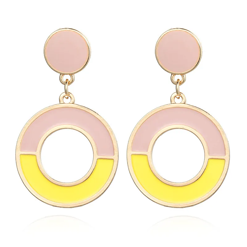 

Personality Summer Color Acrylic Big Circle Earrings Metal Dangle Statement Earrings For Women Unique Gift Jewelry New Fashion
