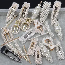 Многоцветный модный полый жемчужный набор заколок для волос, заколки для волос, милые геометрические металлические заколки, аксессуары для волос для девушек