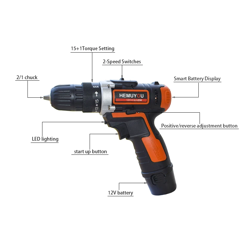 12 В Беспроводная электрическая отвертка Мини электрическая дрель Двойная Скорость+ умный дисплей батареи домашний хороший помощник