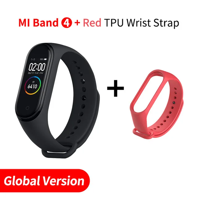 Новейший Xiaomi mi-браслет 4 Smart mi Band 4 Цвета экран браслет пульсометр фитнес 135 мАч Bluetooth 5,0 - Цвет: Add red strap