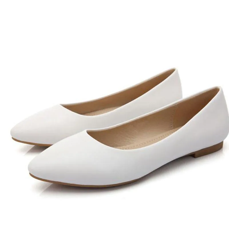 

Comfortable flat shoes, women's platform new leather and white women point to a girl's toe leather shoes nurse