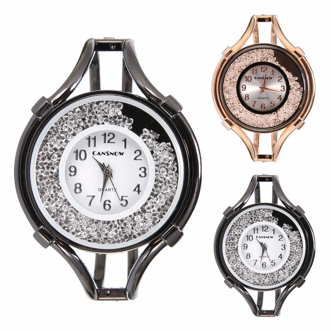 

Shellhard 2 Colors Crystal Relogio Feminino Bracelet Whatches Stainless Steel Bangle Cuff Bracelet Quartz Wrist Watch For Women
