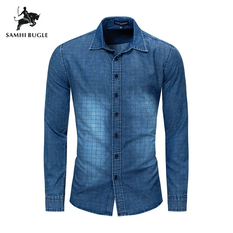 

Denim Shirt Brand 100% Cotton solid color shirt men spring casual shirts oxford dress shirt camisa masculina