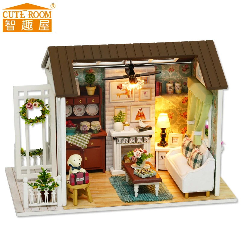 Assemble DIY Doll House Toy Wooden Miniatura Doll Houses Miniature Dollhouse toys With Furniture LED Lights
