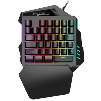 

HXSJ Mini V100 One-Handed Keyboard Left Hand Mechanical Feel Keyboard Compact Portable 35 Keys Mobile Game Keyboard Black For