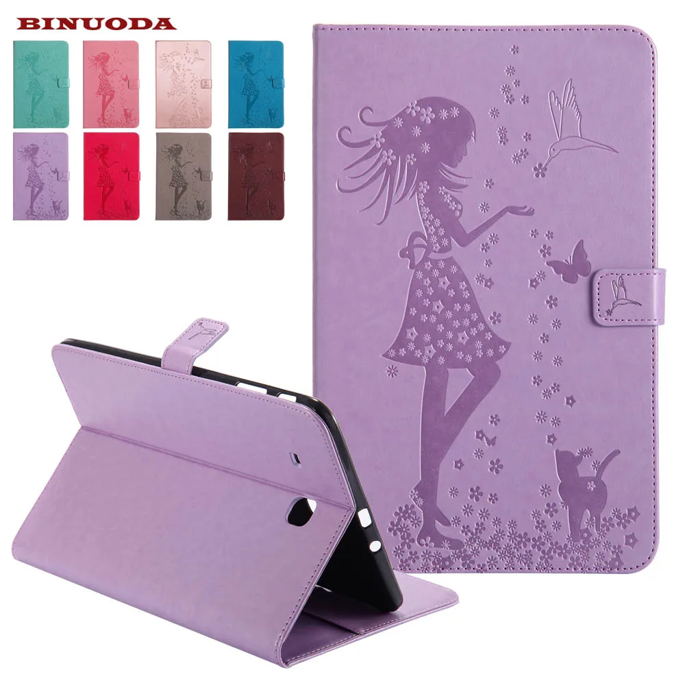 

Smart Cover For Samsung Galaxy Tab E 9.6 SM-T561 T560 Luxury Girl Embossed Auto Wake Sleep Folio Wallet Stand Cover Cases