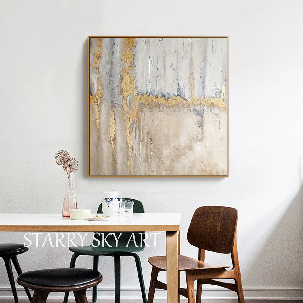 Online Beste Verkauf Reine handgemalte Starke Strukturierte Abstrakte Ölgemälde auf Leinwand Pop Kunst Abstrakte mit Gold Folie öl Malerei