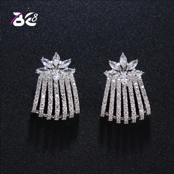 

Be 8 New style Fan Shaped Stud Earrings for Women with Good Quality Crystal Earring New Statement Jewelry E371