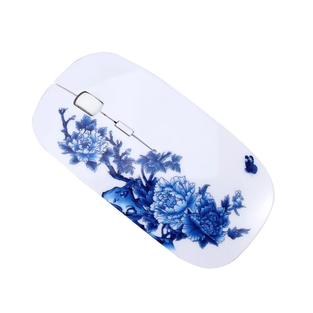 

Portable 2.4Ghz Wireless Mouse USB Elegant Flower Painted Optical Gamer Mice For PC Laptop Computer Gaming Mouse JLRL88