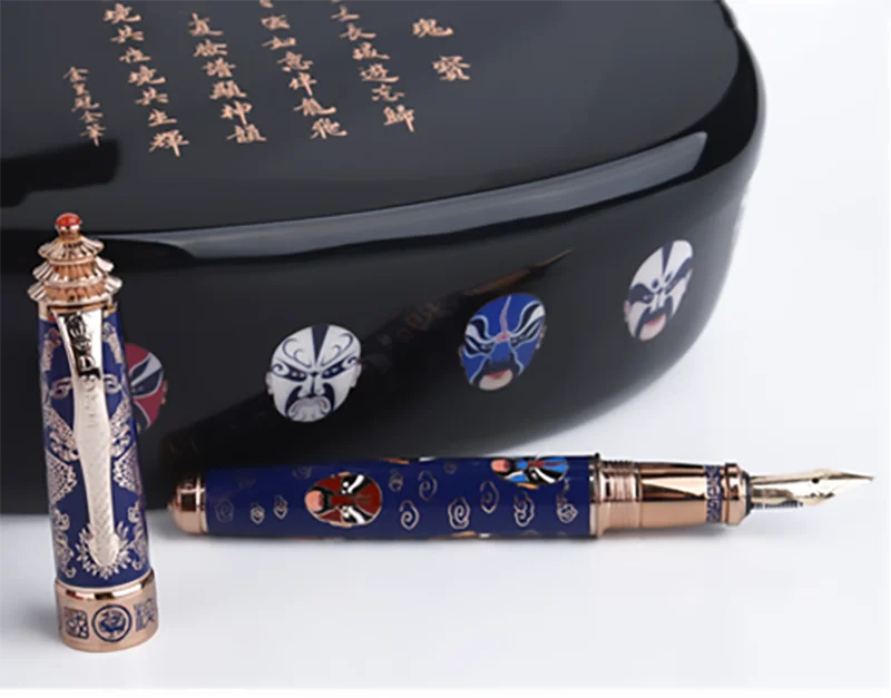 Duke 500, винтажная 14K авторучка Guibao, Пекинская опера для макияжа лица, прекрасный наконечник, 0,5 мм, подарочная ручка и деревянная Подарочная коробка для коллекции