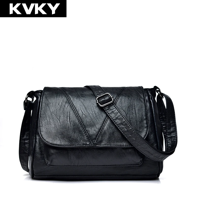 

KVKY Brand Soft PU Leather Women Shoulder Bags Black Women Handbags Small Casual Totes Crossbody Bag Ladies Messenger Bag Bolsos