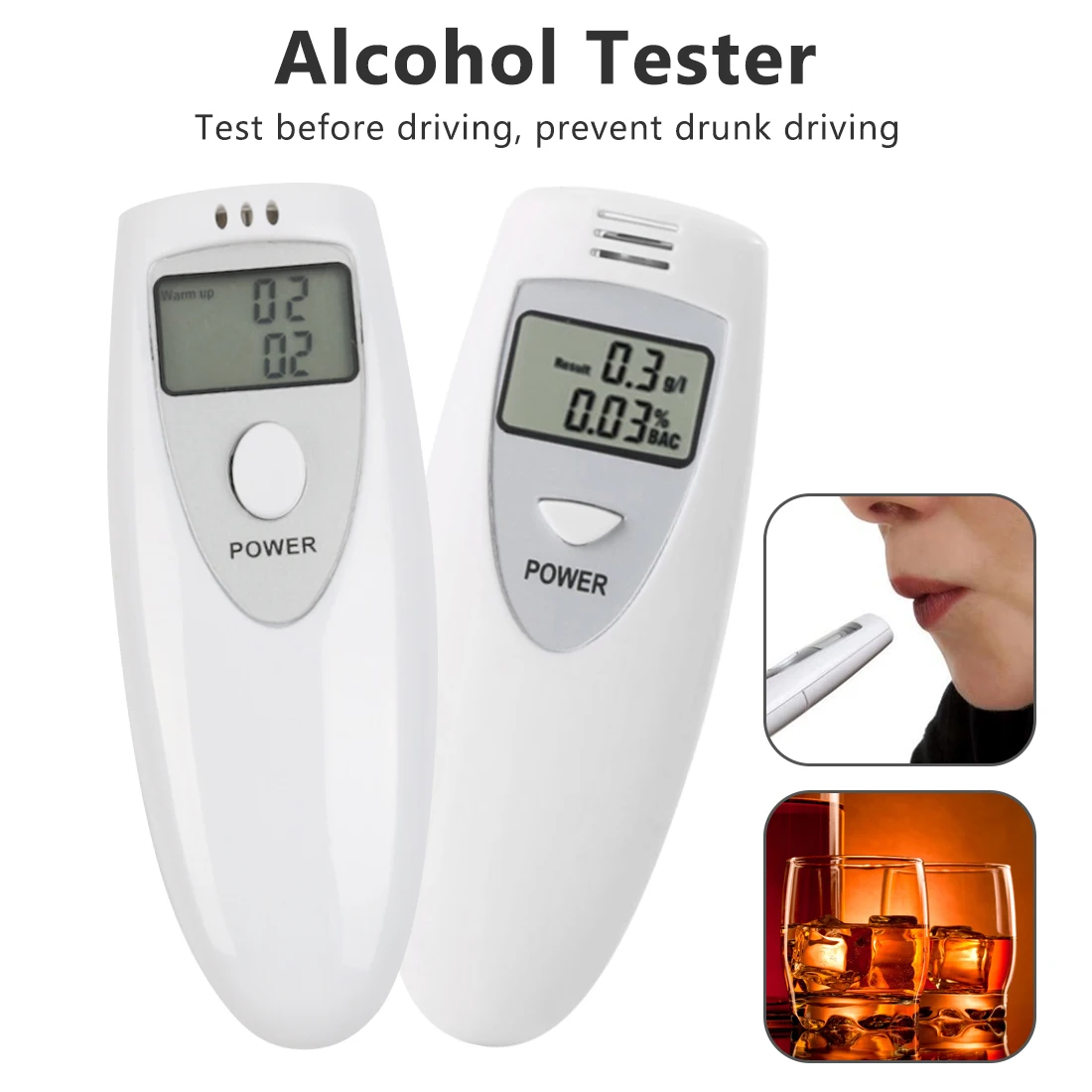 

Mini Professional Alcohol Analyzer Police Digital Breath Alcohol Tester LCD Display Breath Analyzer