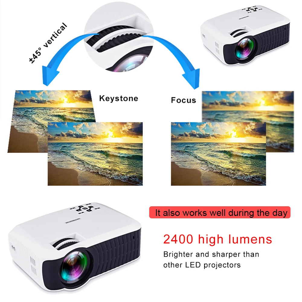Touyinger T4 mini LED проектор full hd 2400люмен 720p LCD домашний видео кинотеатр USB HDMI SD VGA 3D (Фото 4) Проекторы Touyinger T4 mini LED проектор full hd 2400люмен 720p LCD домашний видео кинотеатр USB HDMI SD VGA 3D (Фото 4)
