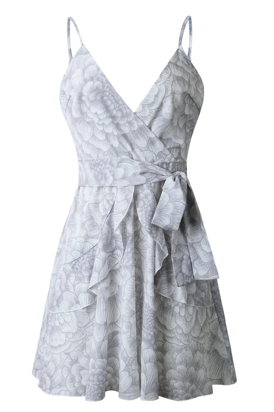 Gladiolus 2019 Women Summer Dress Sleeveless V Neck Floral Print Belt Tunic Mini Sexy Bohemian Dress Women Ruffle Beach Dresses  (67)