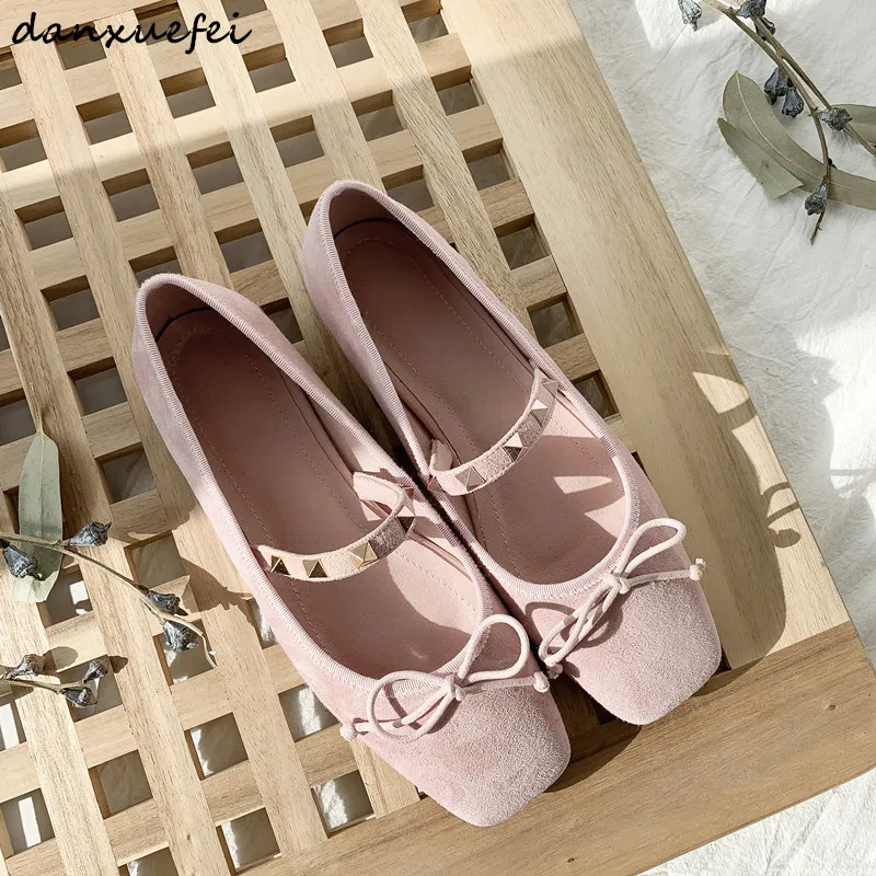 Women S Genuine Suede Leather Elastic Slipon Mary Jane Flats Soft