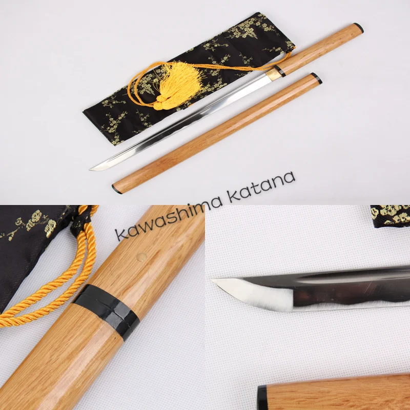 Handmade Folded Steel Samurai Straight Sword Katana Sharp Edge Wood Saya Tsuka Bladein Swords