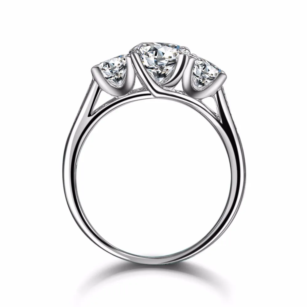 CHARLES& COLVARD 1.7CT три камня Moissanite кольцо из стерлингового серебра ювелирные украшения белый золотой чехол кольцо