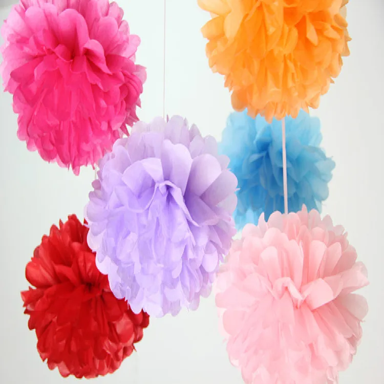 10PCS Handmade 6''(15CM) Tissue Paper Pom Poms Paper Flower Ball Pompom For Home Garden Wedding Birthday&Wedding Car Decoration