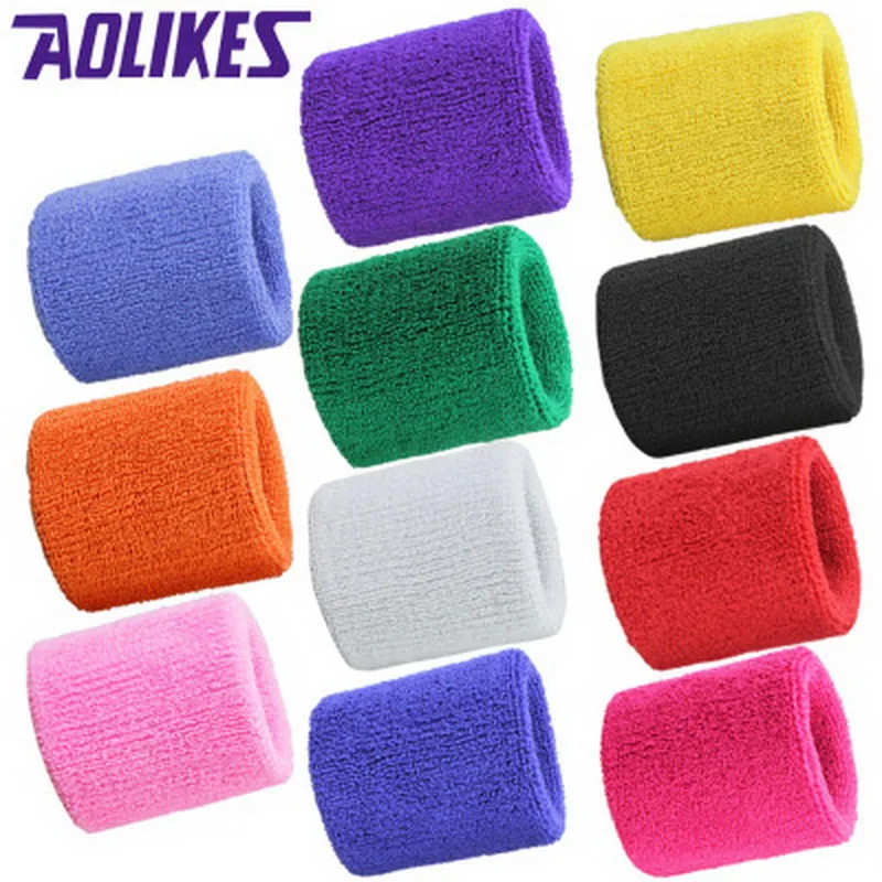 Wrist Sweat Wristbands Wrist Sweatband AOLIKES 6 Pcs/Lot Yoga Volleyball Tennis Sweatband Wrist Band Support Brace Wraps Sweat Bands For Running