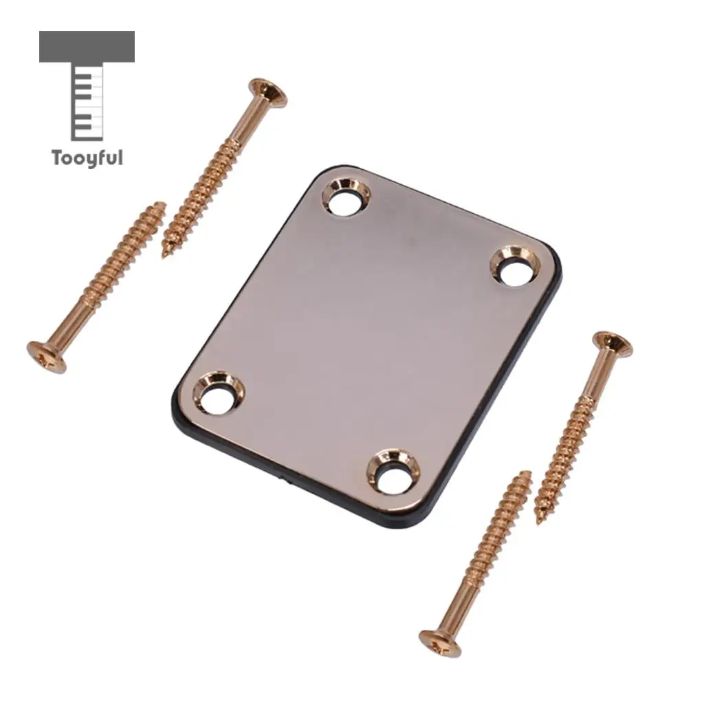 Tooyful Guitar Bass Neck Plate with Screws for Strat Tele Guitar Precision Jazz Bass Replacement