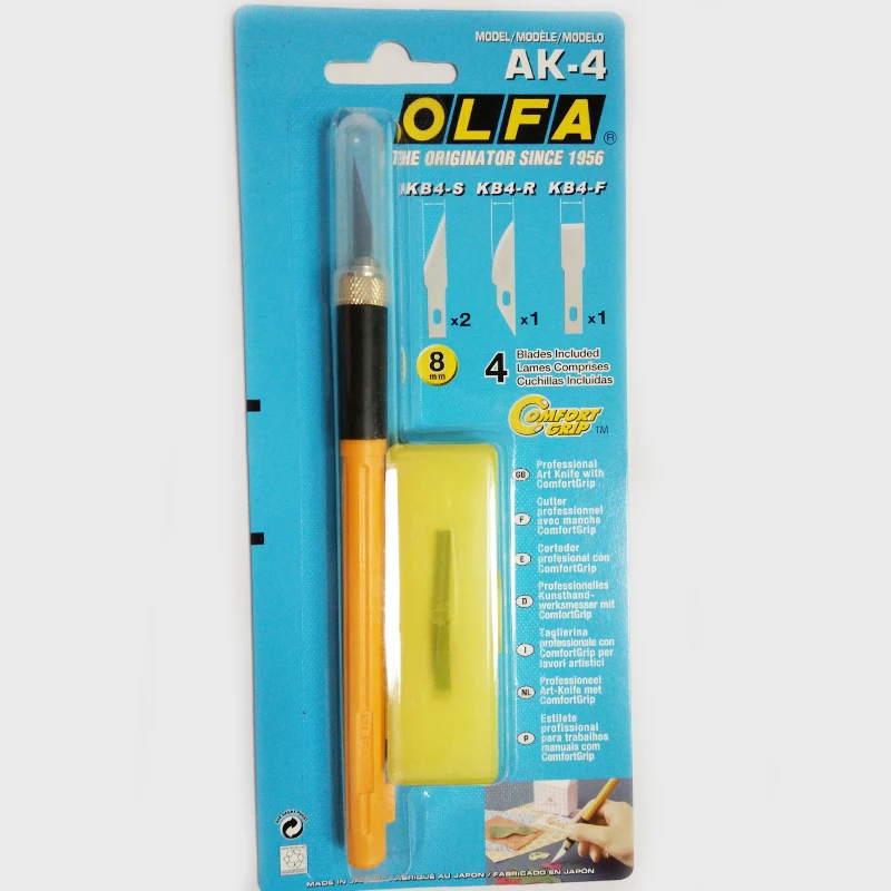 Cortadores com 4 Olfa Japão Cutter Arte Faca Pro Lâminas Ak-4