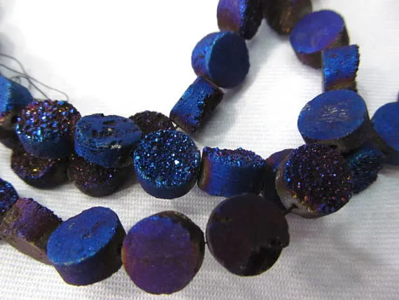 

high quality --2strands AA Grade 8 10 12mm Genuine Duzy Drusy Agate Round Button Rose violete Assortment cabochons bead